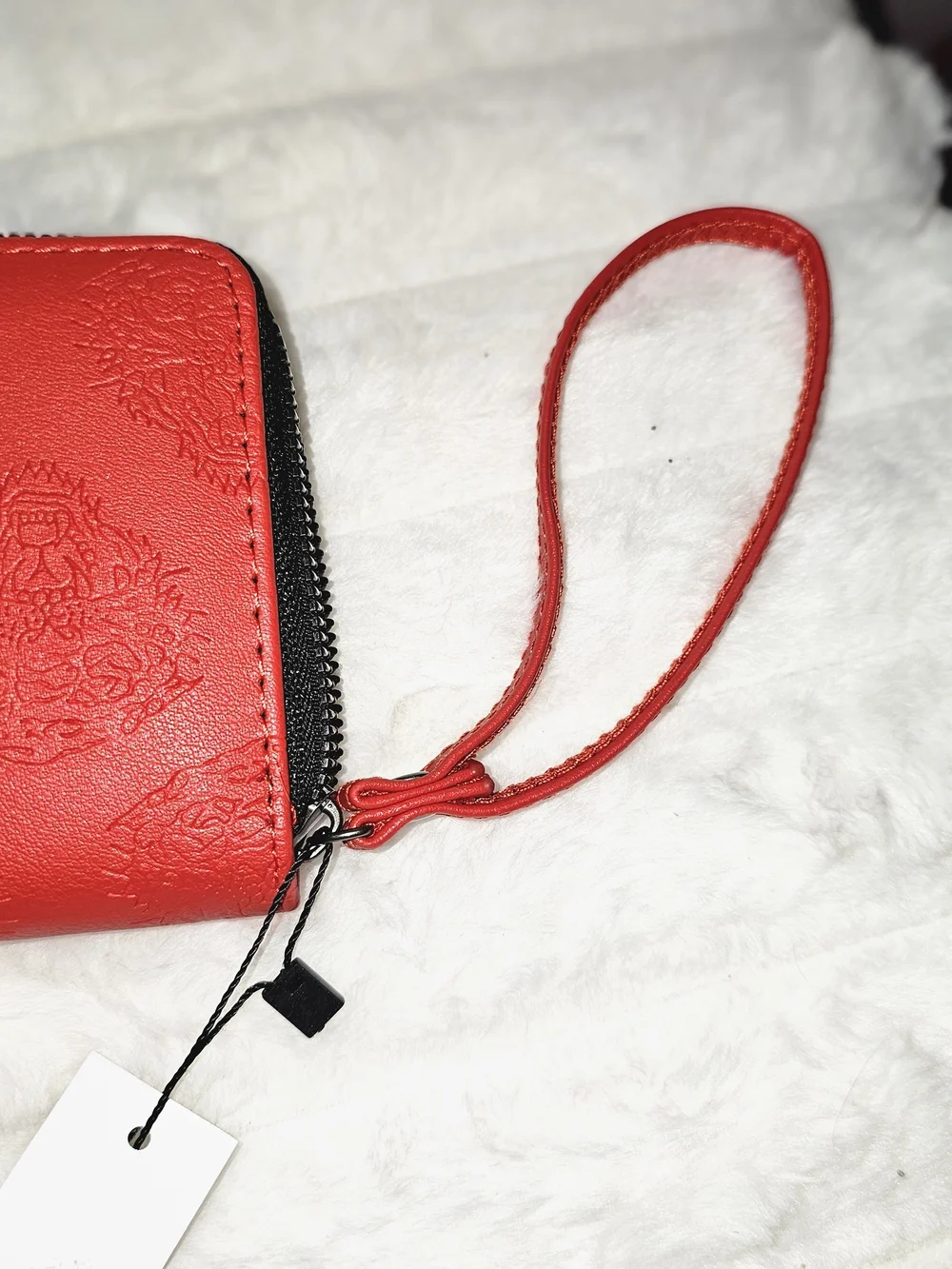 Ed Hardy Red Embossed Zip Clutch